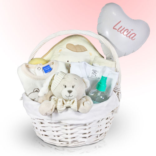 Cesta para bebés unisex "Mimos" + Globo personalizable