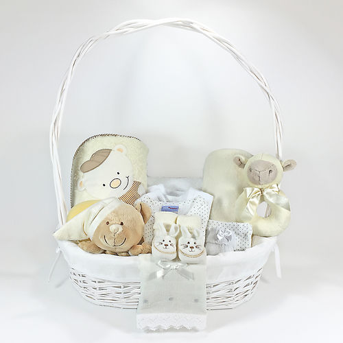 Cesta bebé Bienvenida "Telechupete" Beige
